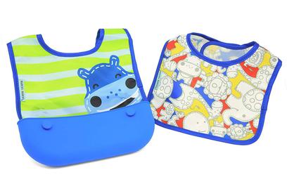 Kit de 2 Babadores de Tecido Hipopótamo com Bolso - Marcus Marcus