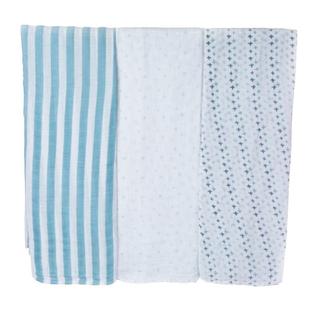 Kit de Cueiro Algodão Azul com 3 Peças 120x120cm - A/BABY