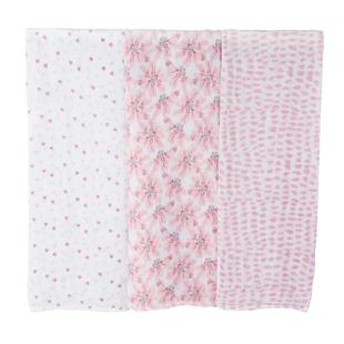 Kit de Cueiro Algodão Rosa com 3 Peças 120x120cm - A/BABY