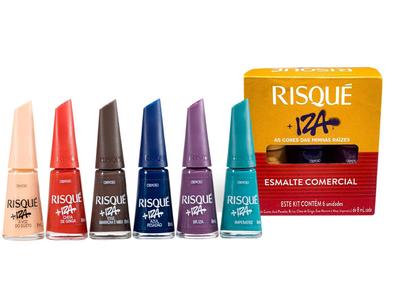 Kit de Esmaltes Risqué As Cores das Minhas Raízes Iza Hipoalergênico 8ml 6 Unidades