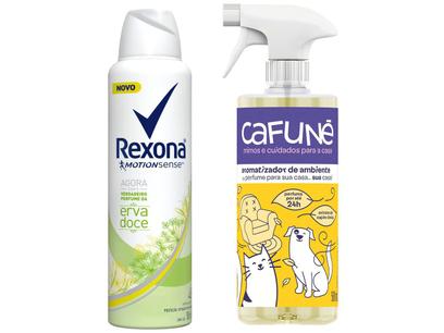 Kit Desodorante Antitranspirante Feminino Rexona - 150ml + Aromatizador de Ambiente Cafuné 150ml
