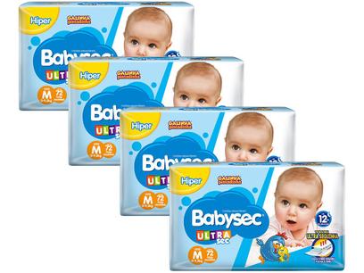 Kit Fraldas Babysec Ultrasec Galinha Pintadinha - Tam. M 5 a 9,5kg 4 Pacotes com 80 Unidades Cada