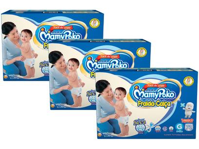 Kit Fraldas MamyPoko Calça Tam. G 9 a 14kg – 3 Pacotes com 72 Unidades Cada