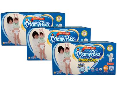 Kit Fraldas MamyPoko Calça Tam. XXG – 15 a 25kg 3 Pacotes com 56 Unidades Cada