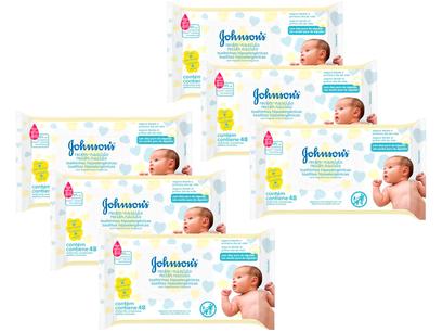Kit Lenço Umedecido Johnsons Baby Recém-Nascido Sem Fragrância 6 Pacotes com 48 Unidades Cada