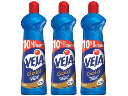 Kit Limpador Multiuso Veja Gold Original - 3 Unidades 500ml Cada