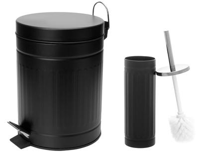 Kit Lixeira Reciclável com Pedal 5L Casambiente LIXE002 + Escova Sanitária com Suporte New York PRETO