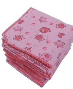 Kit menina 10 cueiro flanelado estampado 80x80cm com crochê - Dugu