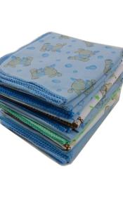 Kit menino 10 cueiro flanelado estampado 80x80cm com crochê - Dugu