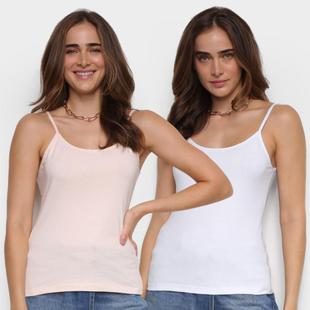 Kit Regata Básica Alça Fina Feminina c/ 2 Peças - Básicos