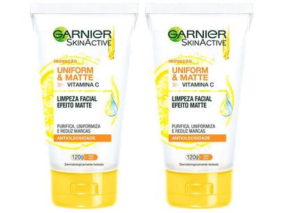 Kit Sabonete Facial Garnier Uniform&Matte Skin - Active 120g 2 Unidades