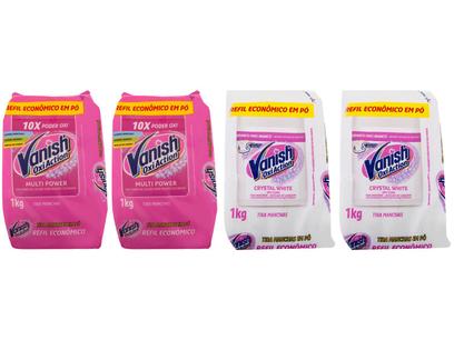 Kit Tira Manchas Vanish Oxi Action Crystal White em Pó sem Cloro Refil 1Kg 2 Un e 2 Multi Power