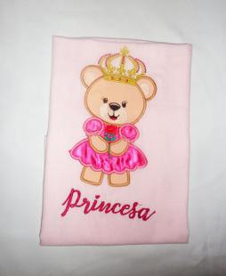 Manta Cueiro Bordado Ursa Princesa Menina - Mdr little