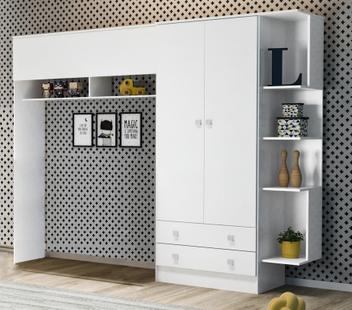 Módulo Infantil com Guarda Roupa 2 Portas e 2 Gavetas Branco Doce Sonho - Qmovi