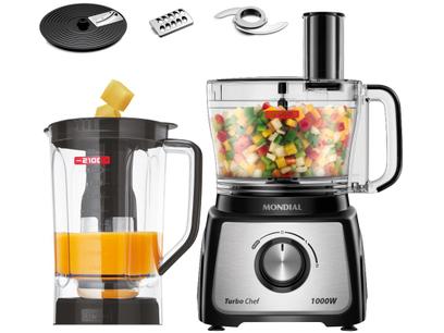 Multiprocessador de Alimentos Mondial Preto - Turbo Chef MPN-01-B 5 Funções 1000W