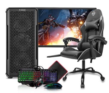 PC Gamer Completo Mancer, AMD Ryzen 5 4600G, 16GB DDR4, SSD 480GB, Monitor 21" + Cadeira Gamer + WI-FI