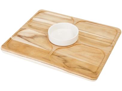 Petisqueira Porcelana com Pote Retangular – 2 Peças Tramontina Teca