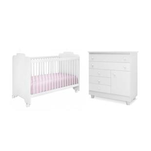 Quanto Infantil com Cômoda Adhara e Berço Ternura Branco - Peternella