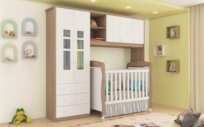 Quarto Bebê Completo Berço Americano 100 MDF Peroba Moveis
