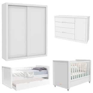 Quarto de Bebê 2 Portas com Bicama Tutto New Branco Acetinado - Matic - Matic moveis