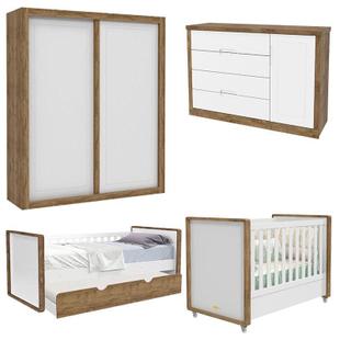Quarto de Bebê 2 Portas com Bicama Tutto New Branco Acetinado Teka Touch - Matic - Matic Moveis