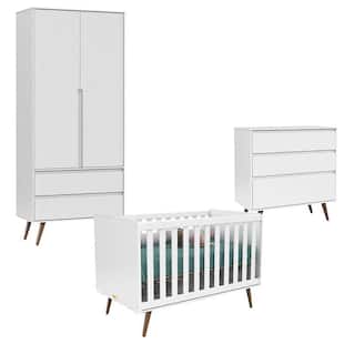 Quarto De Bebê 2 Portas Retro Clean Branco Acetinado Eco Wood - Matic - Matic moveis