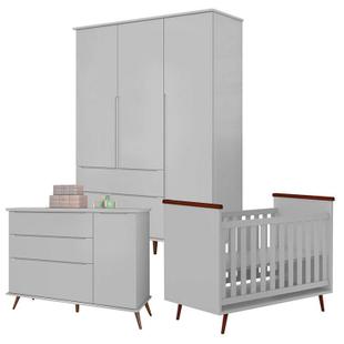 Quarto de Bebê Alice Cinza Acetinado - Phoenix Baby