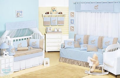 Quarto de Bebê Completo Cavalinho Azul 27 peças - Bebê enxovais