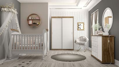 Quarto de Bebê Completo Fratelli Portas de Correr Branco Soft com Teka - Matic Móveis