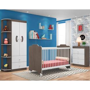 Quarto de Bebê Completo Ternura Malbec/Branco - PN Baby