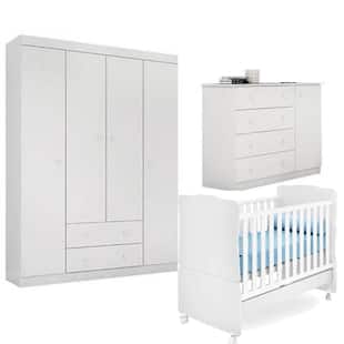Quarto de Bebê Helena Com Guarda Roupa + Cômoda + Berço 230 - EM Móveis - Phoenix baby