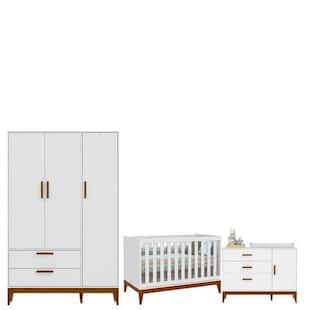 Quarto de Bebê Nature 3 Portas Matic Cor Branco Acetinado - Matic moveis
