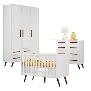 Quarto de Bebê Retrô Branco Brilho - Qmovi