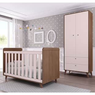 Quarto de Bebê Retrô com Guarda Roupa + Berço Multimóveis