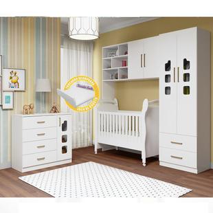 Quarto de Bebê Selena com Guarda Roupa 2 Portas + Módulo Aéreo + Cômoda + Berço 251 - Phoenix - Phoenix Baby
