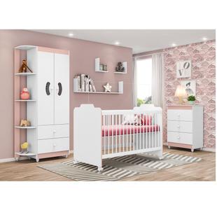 Quarto de Bebê Ternura Peternella Cor Branco Rosa