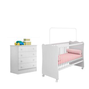 Quarto Infantil Berço e Cômoda Certificado Inmetro Branco - Qmovi