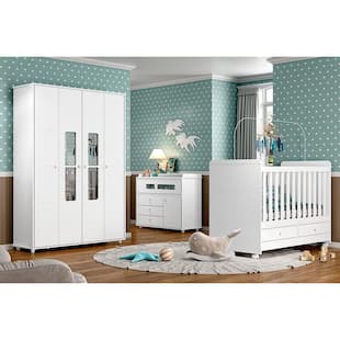 Quarto Inf Bebê Completo Henn Aquarela QI27 Branco 3 Meses