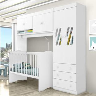Quarto Infantil Completo Modulado com Berço Alegria Branco - Moveis Canaã - Móveis Canaã