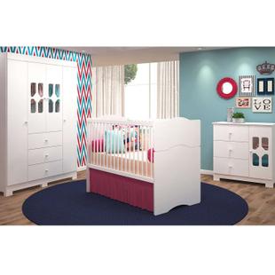Quarto Infantil Completo New Cristal com Berço Mini Cama Alegria - Moveis Canaã - Móveis Canaã