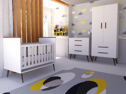 Quarto Infantil Completo Retrô 2 portas e Berço mini cama Wood - Mobili