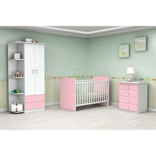 Quarto Infantil Inocência II Branco e Rosa - Batrol