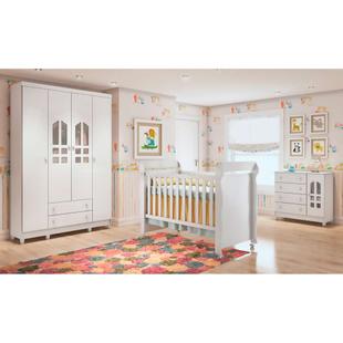 Quarto Infantil Selena II Branco Brilho - Carolina baby