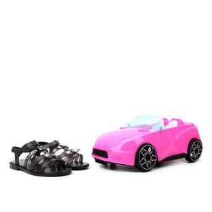 Sandália Infantil Grandene Kids Barbie Pink Car Feminina - Grendene Kids Preto - 28