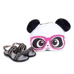 Sandália Infantil Grendene Kids Luluca Love C/ Almofada Panda Preto