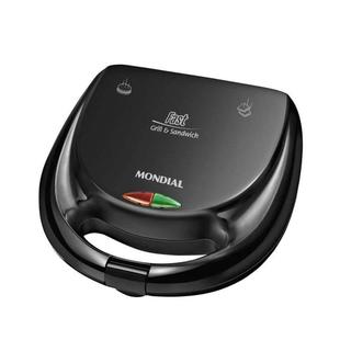 Sanduicheira Mondial Fast Grill e Sandwich S-12 Preto, 750w de Potencia, Chapas Antiaderentes – 127v