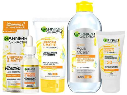Sérum Facial Garnier SkinActive + Creme Hidratante – Facial + Sabonete Facial + Água Micelar