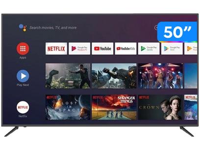 Smart TV 4K HQLED 50” JVC LT-50MB708 Android – Wi-Fi Bluetooth HDR 4 HDMI 3 USB