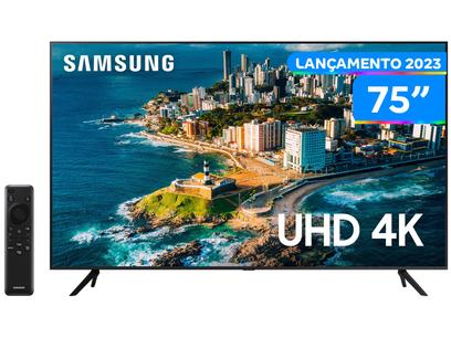 Smart TV 75” UHD 4K LED Samsung 75CU7700 - Lançamento 2023 Wi-Fi Bluetooth Alexa 3 HDMI