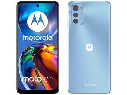 Smartphone Motorola Moto E32 64GB Azul 4G - Octa-Core 4GB RAM 6,5” Câm. Tripla + Selfie 8MP